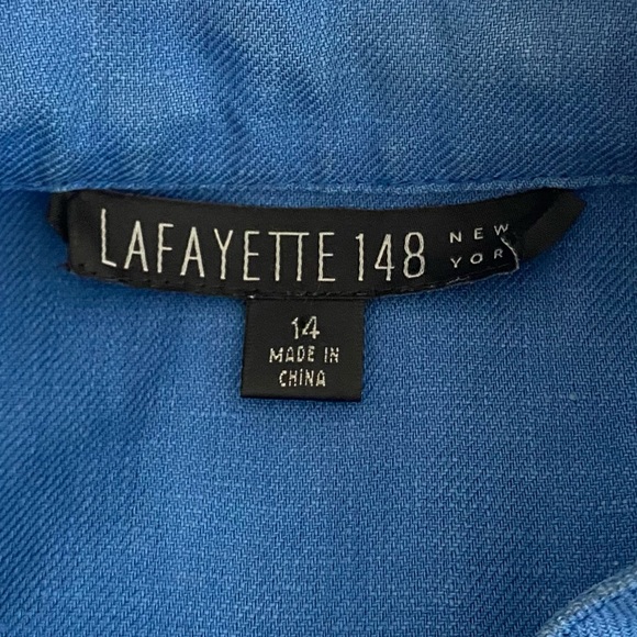 Lafayette 148 New York Short Sleeve Shirt Jacket Size 14 100% Linen Tie Dye - Picture 7 of 13
